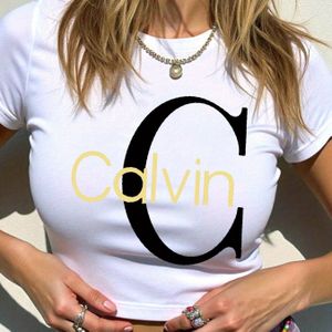 TEMU Damen Y2K """" Crop Top T-Shirt - Bolds Rundhals, Kurzarm, Frühling/Sommer Freizeitkleidung, Weiß mit schwarzer Beschriftung, Damen T-Shirts