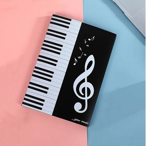 TEMU 6-Seitiger A4 Notenblatt-Halter - 3-Fach PP-Kunststoff, Schwarz mit Klaviertasten & Musiknoten-Design - für Bandauftritte, Lehrer und Meisterkurse, Musikgeschenke