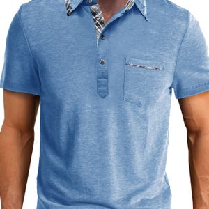 TEMU Herren-Poloshirt in Übergröße mit kurzen Ärmeln, Krawatte und Knopfdetails - lässiger Sommerstil, Passform, leicht dehnbares Material, Übergrößenschirten, ÜBERGRÖßEN