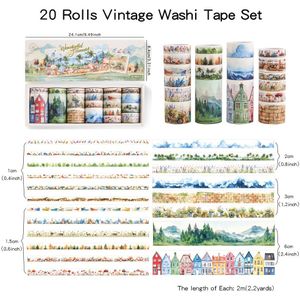TEMU 20 Rollen Wundervolle Landschaft Tapes Set 5 Verschiedene Größen Breiten Dekorative Scrapbooking Aufkleber Abdeckband für DIY Bastelbecher Laptops Planer Notizbuch Journaling Zubehör
