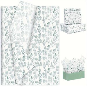 TEMU Blatt Geschenkpapier aus Seidenpapier mit Eukalyptusblattmuster, recycelbares Bastelpapier für Geburtstage, Hochzeiten, DIY-Projekte (14 x 20 Zoll)