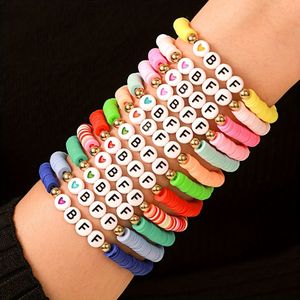 TEMU 12er-Set Bunte Polymer-Ton Herz & Buchstaben Perlenarmbänder - Elegante & Niedliche, Perfektes Geschenk für Freunde