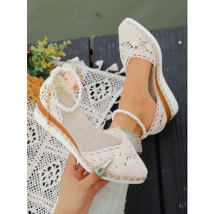 TEMU Modische Damen-Stroh-Wedge-Sandalen, Atmungsaktive Lässige -Sohlen-Schuhe.