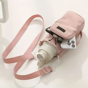 TEMU Unisex Schwarzer Umhängbarer Wasserflaschenhalter mit Verstellbarem Gurt & Mehreren Fächern - Freihändige Tragbare Handy-Tasche für Reisen, Wandern, Fahrradzubehör