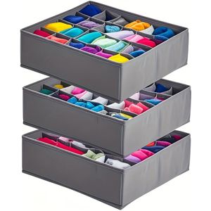 TEMU 3er-Pack 24-Grid Socken- Und Krawatten-Aufbewahrungsbox