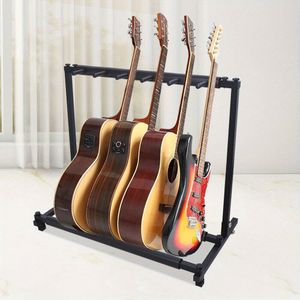 TEMU OUKANING 5-Wege-Gitarrenständer - Robustes Eisen & Schwamm, Hält bis zu 5 Gitarren, Rutschfeste Gummi-Füße, Einfache Montage, für Heimstudios, Geschäfte & - Schwarz, Gitarrenzubehör