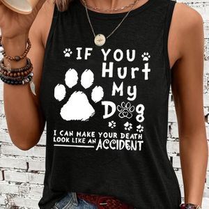 TEMU Damenmode Sport Tanktop mit Hundepfotenabdruck - Atmungsaktive Polyester & Spandex Mischung, Maschinenwaschbar, Rundhalsausschnitt, Freizeitstil, ALL//Alle