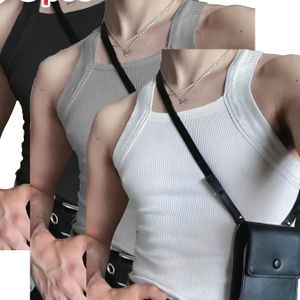 TEMU 3er-Pack Herren Sexy Slim-Fit Stretch-Tanktops - Ärmellose Schulterfreie/Doppelrundhals Sommer-Muskel-Tops, Mitteldurchmesser Stoff, Nur Handwäsche, Schwarz/Grau/Weiß, Sommer-Tanktops