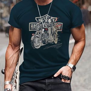 TEMU Klassisches Kurzarm-T-Shirt Mit Rundhalsausschnitt Und Musterdruck Für Männer, Lässiges Sommer-T-Shirt Für Den Täglichen Gebrauch Und Urlaubsorte