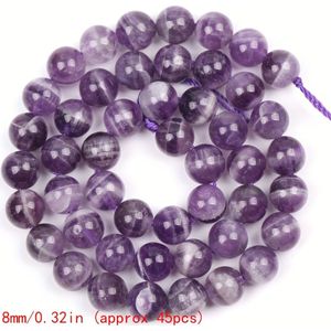 TEMU ASVRAI U 15--Strand, Natürliche Amethyst-Quarzsteinperlen, 4-12mm Runde Spacer-Perlen für DIY-Schmuckherstellung, Armband-Herstellungszubehör