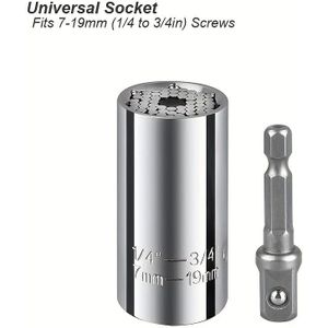 TEMU Universal-Steckschlüsselkopf-Set, Hülsen-Gadget, 7?19 mm, Bohrmaschinenadapter, Schraubenschlüssel, Schlüsselmutter, Magic Grip, Multi-Handwerkzeuge, Multitool