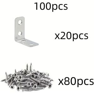 TEMU 100er-Pack Metall-L-förmige Winkelklammern - Rechteckige Eckstützen mit Schrauben für Möbelregale Schranktischstühle Reparatur & Verstärkung
