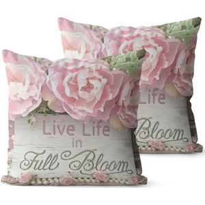 TEMU 2er-Set Rosa Blumenmuster Dekorative Kissenhüllen mit Reißverschluss - Abnehmbar & Waschbar, für Wohnzimmer-Sofa (Kissenfüllungen Nicht Enthalten)