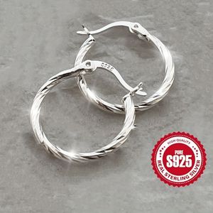 TEMU 1 Paar 925 Sterling Silber Twisted Circle Ohrringe für Damen, klassischer, Stil, hypoallergen, leicht 1,6 g, für den täglichen Gebrauch und Muttertagsgeschenk, Schmuck für alle Jahreszeiten