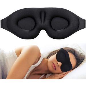 TEMU 1 Stück Premium 3D Schlafmaske - Verdunkelung, Wimpernschutz, verstellbarer Riemen, weiches, atmungsaktives Elasthan, ideal für Reisen, Arbeit und - Schwarz