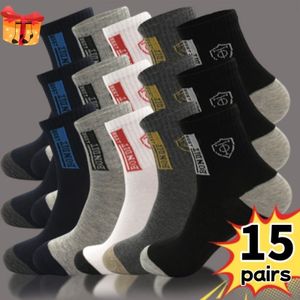 TEMU 15 Paar Herren Sportsocken - Atmungsaktive Dicke Ganzjahres-Sportsocken mit Buntem Buchstabendesign, Bequem für Laufen, Fitnessstudio und Freizeit