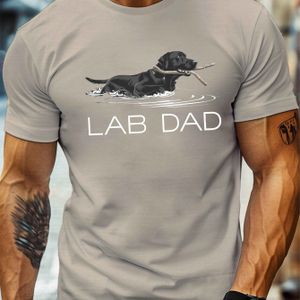 TEMU Herren ""Lab-Dad"" -T-Shirt - Lässig & Leichtes Polyester, Rundhals Kurzarmshirt mit Schwimmendem Labrador-Design, Ideal für den Sommer, Hundepapa T-Shirt