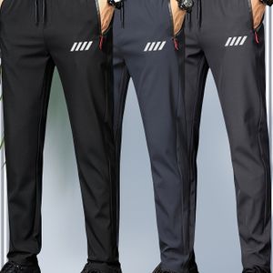 TEMU 3er-Set Leichte Herren-Jogginghosen mit Reißverschlusstaschen - Atmungsaktives Polyester, Kordelzugbund, Schwarz/Grau/Dunkelgrau, Lässige Sommerkleidung, Ideales Geschenk für Männer
