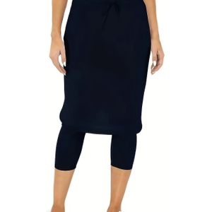 TEMU Stretch- für Damen mit Leggings - Blau, Kordelzug an der Taille, , Hochelastische Polyester-Mischung, Ideal für Laufen, Yoga, Tennis, Aktivkleidung Rock|Lässiger Stil|Seittaschen