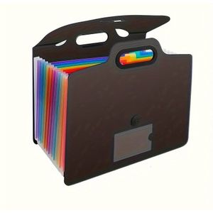 TEMU Ein tragbarer Aufbewahrungsbox mit A4-Papiergröße, 13 erweiterbaren Ordnerfächern und farbigen Etiketten, mit Griff.