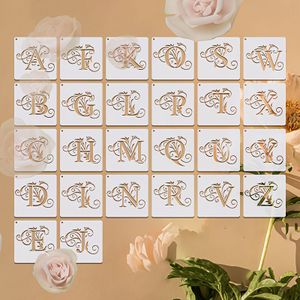 TEMU Blumiges Alphabet Schablonen Set von 26, 4 Zoll wiederverwendbare Malvorlagen für DIY-Basteln, Stofftransfers, Scrapbooking, Karten, Gravur, Ätzen - Polyethylenterephthalat-Material in Cremeweiß