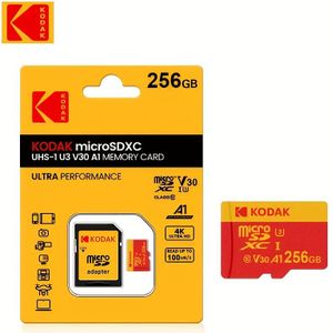 TEMU Kodak 256GB Micro -Karte, Hochgeschwindigkeitsklasse 10 für 4K Ultra HD-Aufnahmen, A1-Glattleistung, V30 UHS-I-Speicherkarte für Smartphones, Kameras, Drohnen - Adapter Inbegriffen