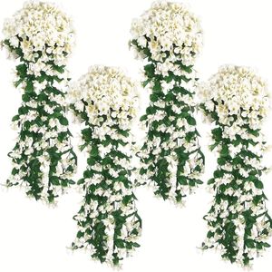 TEMU 4 Stücke Kunststoff-Hängende Blumen Falsche Hängende Pflanzen -Edelkraut Blumen Ranken Girlande für Innen- und Außenbereich Garten Terrasse Hof Veranda Hochzeit Wohnkultur