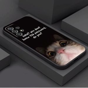 TEMU Passwort Niedliches Kätzchen Schwarze Handyhülle für Samsung A16 A55 Hüllen A24 4G A14 A13 A23 A72 A54 5G A73 A15 Schutzhülle