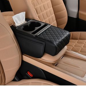 TEMU . Luxus PU-Leder Auto-Armlehnenpolster mit Taschentuchbox-Halter - Bequemes Mittelkonsolenkissen für ein Verbessertes Fahrerlebnis