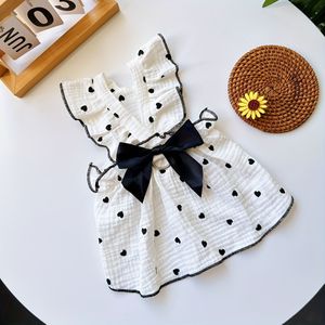 TEMU Gepunktetes Haustierkleid mit abnehmbarer Schleife und Leinenverschluss - Handwaschbar, Allwetter--Hundekleid für bis mittlere , Rüschen-Pullover- für , und