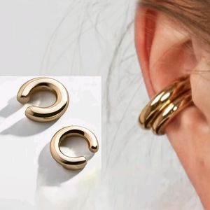 TEMU 2 Stück Einzigartige Glatte C-förmige Clip-On-Ohrringe Aus Zinklegierung, Eleganter Vintage-Stil, Minimalistischer Ohrclip