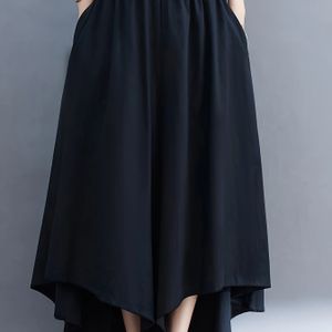 TEMU Damen High-Waist Hosen in Unifarben mit Weitem Bein - Polyester, Maschinenwaschbar