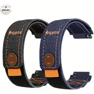 TEMU 2er-Set -Armbänder für Samsung 7/FE/6/5/4/3, Watch , 6/4 Classic, Gear S3/S2 - Wasserdicht, Verstellbare Nylon-Schnalle, Hellblau & Beige mit Genähten Details, Samsung Uhrenzubehör