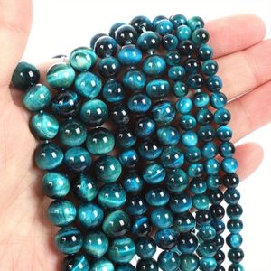 TEMU Natürliche Charme Blau Tigerauge Perlen Runde Lose Perlen Für Schmuck DIY Halskette Ohrring Armbänder Machen 4/6/8/10MM
