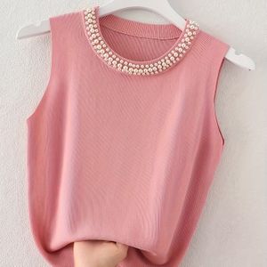 TEMU Modische und vielseitige Ärmellose -Top für Damen, mit einem einzigartigen Perlen-Design, für Lagen und die Schaffung schlanken .
