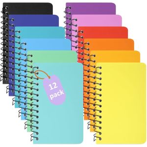 TEMU 12er-Pack Mini-Notizbücher - 3x5"" Spiralnotizblöcke mit College-Linienpapier, Softcover, sortierte Farben, je 60 Blatt - Tragbare Notizblöcke für , Schule und Organisation