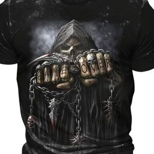 TEMU Neuartiges T-Shirt mit Rundhalsausschnitt und 3D-Skelettmusterdruck für Herren, kurzärmliges T-Shirt für den und den Urlaub