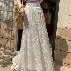 TEMU Damens High-Waisted Rock mit geschichteter Rüschen-Saum ? Casual Polyester-Midirock für alle Jahreszeiten, Handwäsche, von lässig bis elegant bis semi-formell