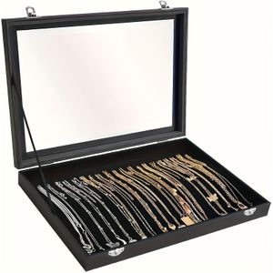 TEMU Elegante Schmuckbox aus schwarzem Samt mit transparentem Deckel - für Halsketten, Ringe, Ohrringe | Ideales Geschenk für Frauen und | für Schmuckausstellungen und Verpackungen