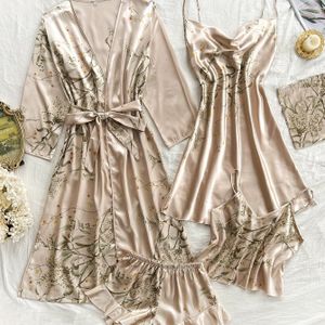 TEMU Damen Vier-Jahreszeiten Atmungsaktives und Bequemes Bedrucktes Nachthemd und Pyjama-Set mit 5 Teilen