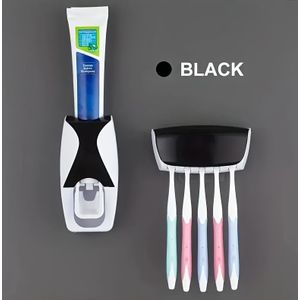 TEMU Automatischer Zahnpasta-Quetscher Wandmontierter Zahnbürstenhalter, Platz für 5 Zahnbürsten, kein benötigt, Kunststoffmaterial, Badezimmerbedarf