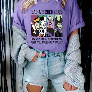 TEMU Disney Böse Hexenclub-T-Shirt - Lustiges Lila Kurzarmshirt mit Cartoon-Grafik, Maschinenwaschbar, für Frühling/Sommer/Herbst, Disney T-Shirt