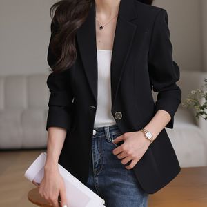 TEMU 2024 Eleganter Kleiner Anzug im Koreanischen Stil für Herbst und Winter - Formell, Hochwertige Mode für Berufstätige, Langarm, Polyester- und Spandex-Mischung, Maschinenwaschbar