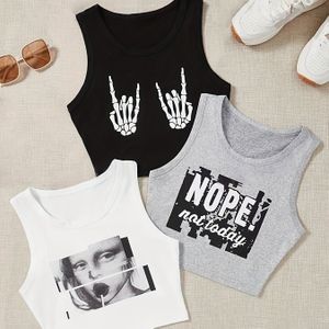 TEMU Lässiges bauchfreies Tanktop im 3er-Pack, vielseitiges, ärmelloses Rundhals-Top mit schmalem Schnitt, Sommertop für Damen