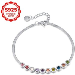 TEMU 1 Damenarmband Leichter Luxus Kreatives Hochwertiges Eingefasstes Glanzfarben Synthetisches Zirkonia Schlangenknochen-Armband aus 925 Silber Gesamtgewicht 4,5g für Alltags- und Feiertagsgeschenke