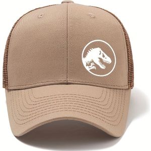 TEMU Sportliche Outdoor-Mode Runde Dinosaurier-Druck Hardtop Baseballkappe Hip Hop Eimerhut Casual Vielseitige Mesh-Kappe Unisex Trucker-Hut für Partys