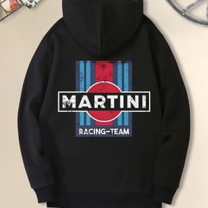 TEMU Home Relaxation] Herren Martini Hoodie - Gemütliches Braunes Langarm-Sweatshirt mit stilisiertem , Lässiges Polyester-Strick für Herbst und Winter