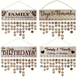 TEMU 1 Stück, Familien Geburtstagskalender, DIY Holz Wandkalender Geburtstags-Erinnerungstafel, Mit 100 Holzanhängern, Tolles Geschenk Für Mama Oma, Geburtstag