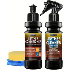 TEMU Lederverpflegungsset, geeignet für Lederbekleidung, Möbel, Autointerieurs, Schuhe, Stiefel, usw., sicher für jede Lederfarbe, enthält Mikrofaserhandtücher und Schwämme, (Set von 2)