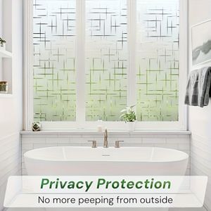 TEMU Geätztes Fenster-Sichtschutzfolie, Fenster-Sichtschutzfolie zum Aufkleben, Dekorative Glas-Sichtschutzfolie, statisch haftend, nicht klebend, abnehmbar, für Zuhause, Büro, Kreuzmuster